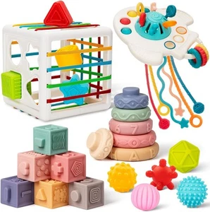 Baby Toys 6 to 12 Months, 5 In 1 Montessori for 1 Year Old, Incl Travel... - Picture 1 of 9