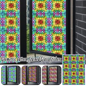 Retro Geometric Pattern Glass Matte Backing Adhesive Art Privacy Film Decor NEW - Picture 1 of 33