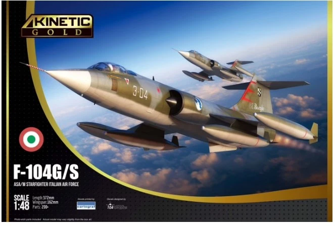 Kinetic Gold F-104G/S ASA/M Starfighter Italian Air Force 1:48 Modellino Aereo Militare (K48093/48)