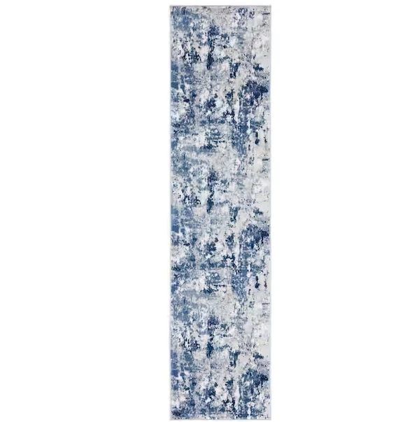 Safavieh Skyler Gray/Navy 2 ft. x 9 ft. Abstract Distressed Runner Rug - Image 1 of 4