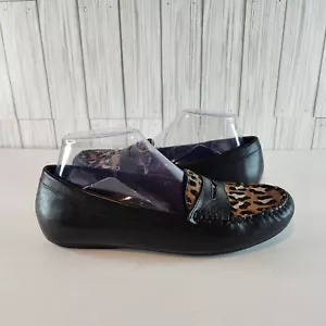Vionic Piper Women's Loafers Black Leather Leopard Flats Size 7.5 - Picture 1 of 7