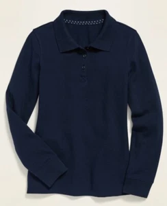 Old Navy girls youth long sleeve polo shirt XL 14 plus navy School Uniform New - Picture 1 of 2