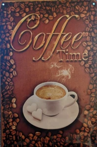 Blechschild Coffee Time Espressi Kaffee Cafe Bohnen Coffee NEU Deko 20x30cm - Bild 1 von 1