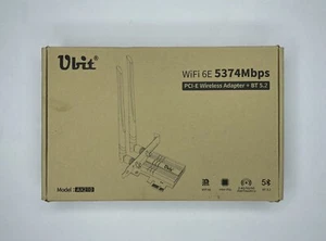 Ubit AX210 WiFi 6E 5374Mbps PCI-E Wireless Adapter + BT 5.2 Inter Chip. - Picture 1 of 5