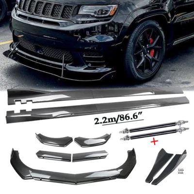 For Jeep Compass 2007-2023 Carbon Fiber Front Bumper Lip Chin Spoiler Body Kits — 第 1/4 张图片