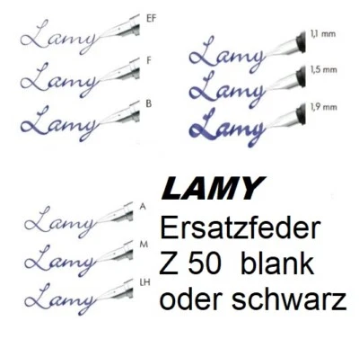 LAMY Ersatzfeder Z50 original Feder EF, F, M, B, LH, A 1,1/1,5/1,9 blank/schwarz