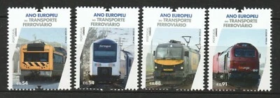 PORTUGAL 2021 INTERNATIONAL YEAR OF RAIL COMP. SET OF 4 STAMPS MINT MNH UNUSED - Image 1 of 3