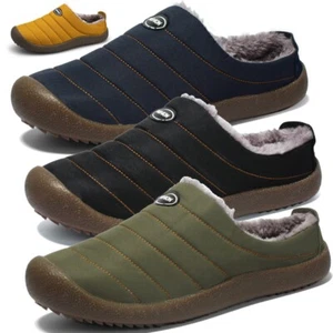 Men's Winter Fur Slippers - Warm Indoor Outdoor Slip-On House Shoes UK - Picture 1 of 22