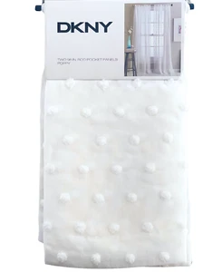 DKNY POPPY 50 x 96" White Dot Rod Pocket Sheer Window Curtains Panels Drapes NEW - Picture 1 of 6