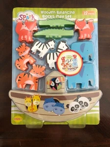WM Spark Imagine Create Bloques de Equilibrio de Madera Arca de Noé Juego de Animales, 12.. - Imagen 1 de 1