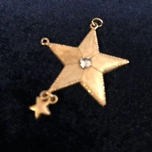 Vintage Stern goldfarben und Strass Stern Anhänger 1-1/4" - Bild 1 von 5