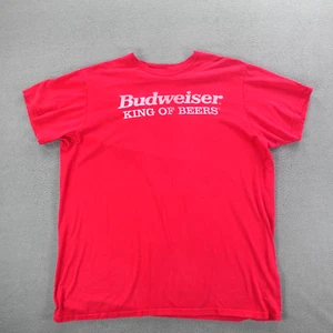 Budweiser King Of Beers T-Shirt Y2K Herren XL Rot Kurzarm Spruch Logo - Bild 1 von 17