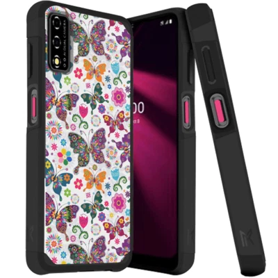 New Heavy Duty Hybrid Case For REVVL V 2021 4G (V Version) Butterfly Floral - Image 1 of 3