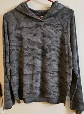 RBX Active Womens Athletic Gray Camo Hoodie Fitness Top CR1786 Sz. M NEW $58 Tag - Image 1 of 4
