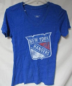New York Rangers Women Large Distressed Screened "PRIMARY LOGO" T-shirt C1 2871 - Picture 1 of 4