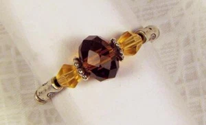 CYNTHIA LYNN "HEIRLOOM JEWELS" FAUX GOLDEN TOPAZ GLASS CRYSTAL STRETCH RING - Picture 1 of 1