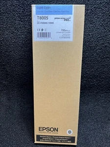 Genuine Epson Light Cyan Ink Cartridge T8005 Date: June 2027 - Picture 1 of 3