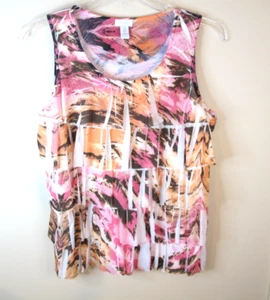 Chico's Floral Burst Layered Sleeveless Tank Blouse Top Women's Size 2 USA - Picture 1 of 4