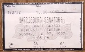 Harrisburg Senators vs. Bowie Baysox 7-27-1997 Used Ticket Stub - Picture 1 of 2