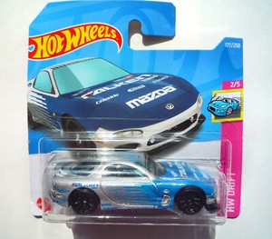 Hot Wheels (Silver & Blue) 95 Mazda RX-7 HW Drift 2/5 (Short Card) 177/250 HCX62