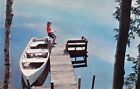 MI Sault Ste Marie 1962 Young Girl Fishing at the DOCK Dexter Press postcard M20