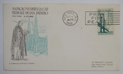 1965 5c Verrazano Narrows Bridge US #1258, Paolo VI visit cover - Image 1 of 2