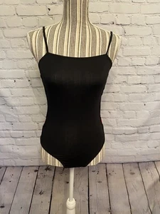 Emma & Sam Lace Up Side Black Ribbed Sleeveless Bodysuit Size M - Picture 1 of 6