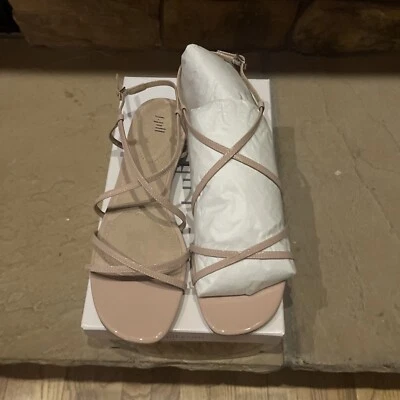 NWB$$$ J Jill Giselle Cross Strap Patent Leather Sandals Tan Size 10 - Image 1 of 4