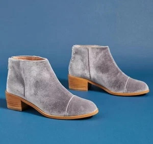 Anthropologie Größe 8,5 Samt Stiefeletten Bootie toller Zustand blau grau - Bild 1 von 14