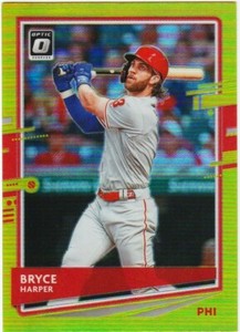 BRYCE HARPER 2020 DONRUSS OPTIC LIME GREEN PRIZM REFRACTOR PARALLEL CARD # 183