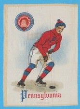 1910 Large Murad tobacco silk S21 UNIVERSITY OF PENNSYLVANIA Hockey Player