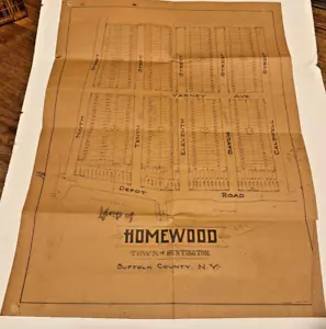HISTORICAL LONG ISLAND HUNTINGTON HOMEWOOD SURVEY MAP - Picture 1 of 2