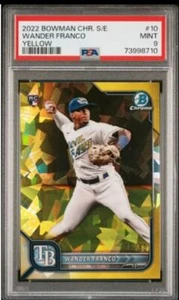 2022 Bowman Chrome Sapphire Wander Franco RC #10 Yellow /50 PSA 9 Rays - Bild 1 von 2