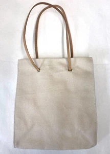 NW Cotton Canvas Quality Tote Bag Leather Handle Pocket Inside Market Shopping - Picture 1 of 6
