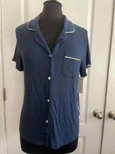 NWT Stars Above Women's Beautifully Soft Notch Collar Pajama Shirt Blue - Picture 1 of 6
