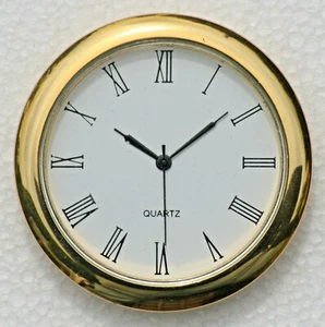 55mm Quartz Watch insert movement Gold Bezel Wite dial fits 52mm dia. hole - Picture 1 of 2