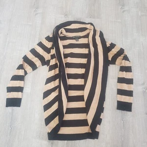 INC International Concepts Womens Black Tan Striped Sweater Shawl Size Large - Picture 1 of 5