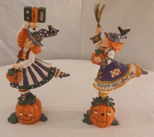 Vintage Halloween Witch Figurines Set of 2 - Picture 1 of 11