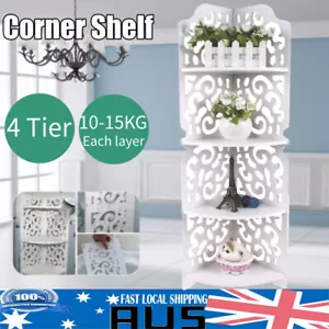 4-Tier Lace Carved Wood Corner Shelf Shelves Bookcase Holder Storage Display AU - Picture 1 of 8