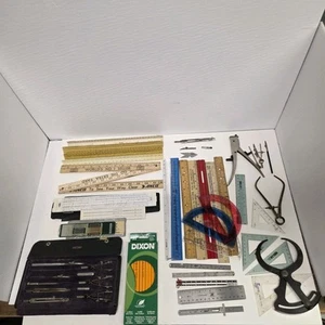 Vintage Zeichentechnik Konvolut, Lineale, Werkzeuge, Bleistifte, ANSEHEN - Bild 1 von 15