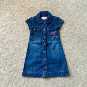 ORIGINAL KIDS BY OSHKOSK 5T MÄDCHEN JEANSKLEID, DRUCKKNOPFLEISTE, KRAGEN, TASCHEN, SÜSS - Bild 1 von 4