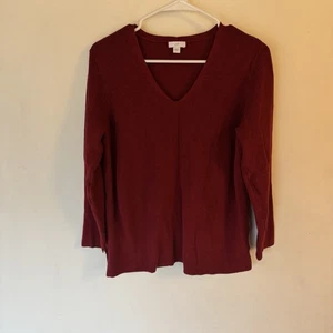 Maglione J. Jill Burgundy Martin scollo a V a costine taglia media - Foto 1 di 8