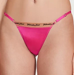Victoria’s Secret VERY SEXY Thong Panty Pink Satin & Mesh VS Logo Medium NWT - Picture 1 of 4