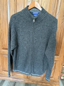 Pendleton 100% Pure Virgin Wool Full Zip Sweater Charcoal Grey Men's Size M - Picture 1 of 4