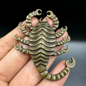 Vintage brass angry lotus lion nine headed scorpion magic weapon amulet pendant - Picture 1 of 9