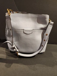 American Leather Co. Luca Triple Entry Crossbody Bag Light Blue Pebbled Leather - Bild 1 von 17