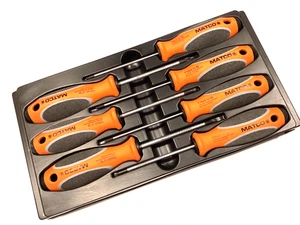 Matco Tools SSPTO7C 7 Piece Top Torque 2 ORANGE Torx Screwdriver Set & Tray NICE - Picture 1 of 9