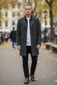 Cappotto corto uomo lana antracite moderno con inserto gilet staccabile taglia L - Foto 1 di 7