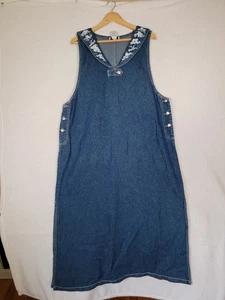  Haik's Damen Gr. 16 W blau Jeans Denim Pullover maritim Matrosenkleid handbemalt  - Bild 1 von 16