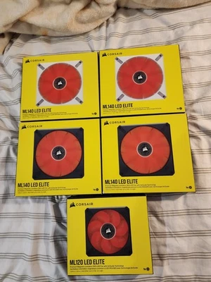 5X Corsair Premium Case Fans (2 White + 2 Black ML140 LED Elite + 1 ML120 LED) - Image 1 of 2